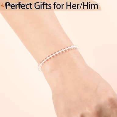 QOGIR Clear Quartz Bracelet - Amplification Bracelet for Women Men - Handmade Natural Gem Stone Beaded Stretch Elastic Healing Bracelets 4mm - Image 4