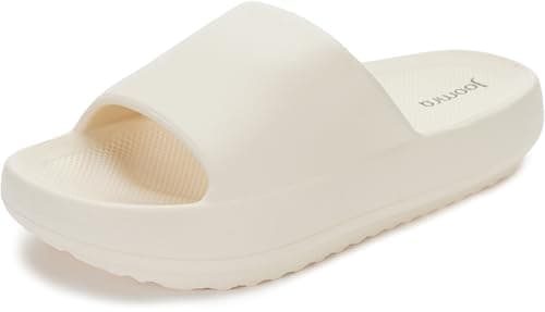 Joomra Womens Pillow Slippers Shower Slides Cloud Cushioned With Arch Support Foot Pain Relief Nude Foam Female House Shoes Cloudies Garden Plantar Fasciitis Sandals for Ladies Sandalias Beige 40-41 - Image 1
