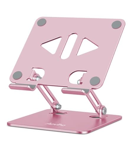 Aoviho Tablet Stand Holder for Desk, Adjustable Desktop Tablet Holder, Foldable Aluminum Tablet Mount for iPad pro 12.9, iPad Air Mini, Samsung Galaxy Tabs Z Fold Kindle Fire,4-12 inch, Rose Gold - Image 1