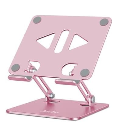 Aoviho Tablet Stand Holder for Desk, Adjustable Desktop Tablet Holder, Foldable Aluminum Tablet Mount for iPad pro 12.9, iPad Air Mini, Samsung Galaxy Tabs Z Fold Kindle Fire,4-12 inch, Rose Gold - Image 1