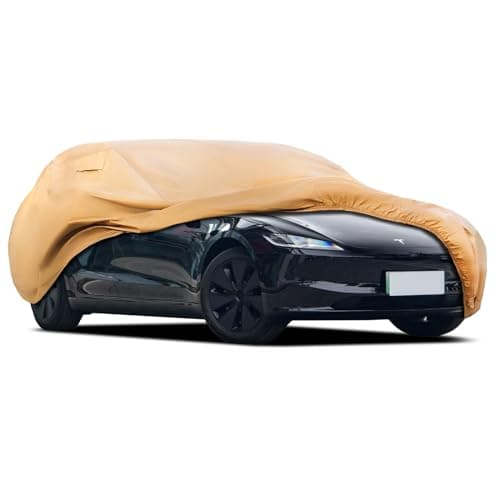 JURMON Heavy Duty Outdoor Car Cover Custom Fit for Tesla Model 3, Windproof All Weather Waterproof Sun Rain UV Dust Snow Protection Outdoor Car Covers