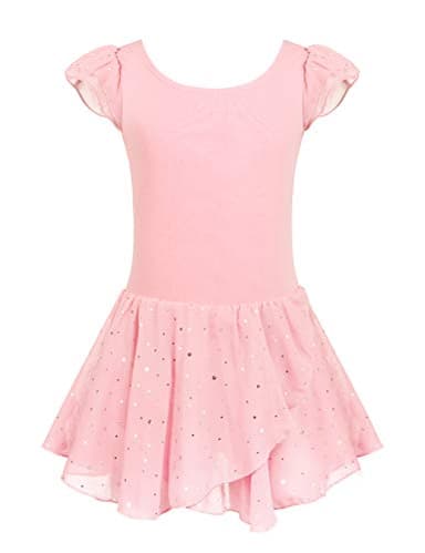 Arshiner Girls Ruffle Sleeve Ballet Dance Dress Tutu Skirted Leotard, 3-4 Years, Ballet Pink - Image 1