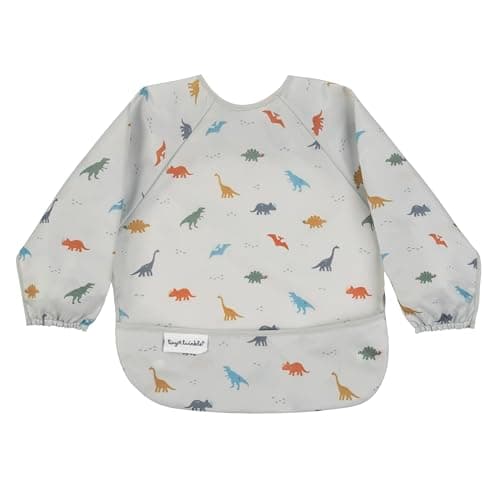 Tiny Twinkle Mess Proof Baby Bib,Waterproof Smock Baby Bib for Eating,Machine Washable Long Sleeve Bib,Baby Led Weaning,Toddler Bib,BLW Supplies(Dinosaur, Small 6-24 Months) - Image 1