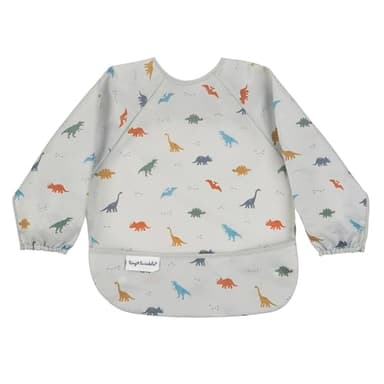 Tiny Twinkle Mess Proof Baby Bib,Waterproof Smock Baby Bib for Eating,Machine Washable Long Sleeve Bib,Baby Led Weaning,Toddler Bib,BLW Supplies(Dinosaur, Small 6-24 Months) - Image 1