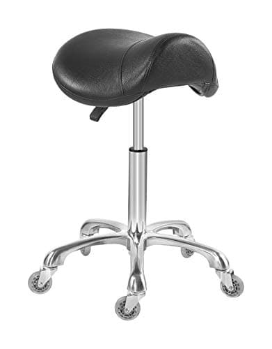 Antlu Saddle Stool Chair for Massage Clinic Spa Salon Cutting, Saddle Rolling Stool with Wheels Adjustable Height (Black) - Image 1