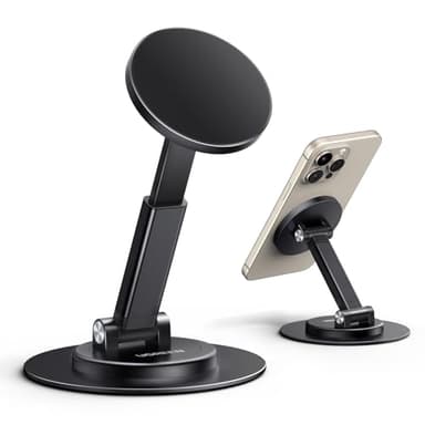 UGREEN Magnetic Phone Stand for MagSafe, Height Adjustable iPhone Stand for Desk with 360° Rotation Compatible for iPhone 17 Air 16 Pro 15 Pro Max 14 Plus 13 12 and MagSafe Case, Black - Image 1