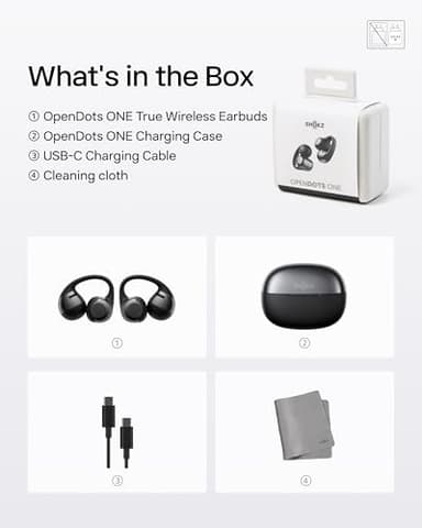 SHOKZ OpenDots ONE - Open-Ear Headphones - Wireless Bluetooth Earbuds with Microphone - Secure, Lightweight, Clip-On Fit - Premium Dolby Audio - Water Resistant - Fast Charging - Up to 40 hrs Playtime - Image 9