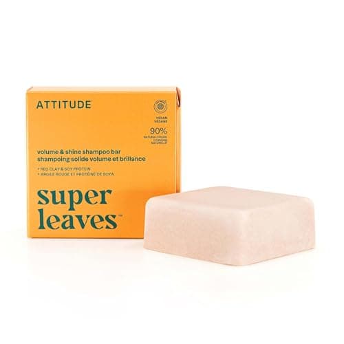 ATTITUDE Volume & Shine Shampoo Bar, Natural Origin, for Thin and Flat Hair, Soy Protein & Red Clay, EWG Verified & Clean Ingredients, Vegan, Orange Blossom & Eucalyptus, 4 Oz - Image 1