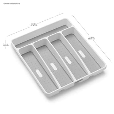 madesmart Premium Antimicrobial Classic Small Silverware Tray Soft Grip, Non-Slip Kitchen Drawer, 5 Compartments, Multi-Purpose Home Organization, EPA Certified, White - Image 6