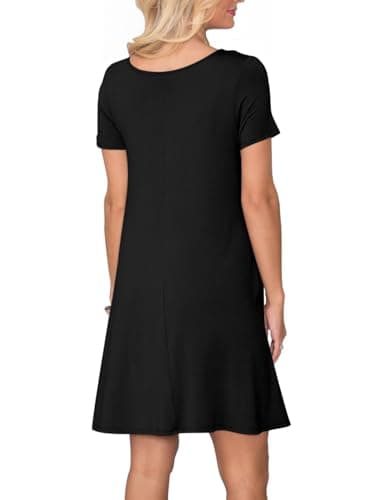 lionstill Women's Summer Casual T Shirt Dresses Swing Dress Black 2XL - Image 3