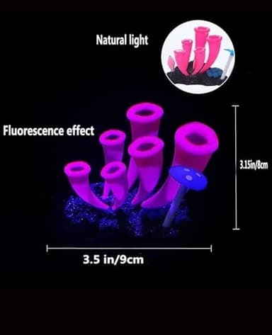 ZtohPyo 4 Pieces Aquarium Fish Tank Decorations with Glowing Effect, Silicone Glow Artificial Ornament Coral Reef Plants for Aquarium Decoration Small and Large Fish Bowl Decor Accessories - Image 7