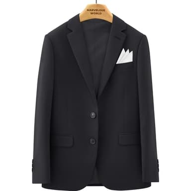 Marvelous World Boys Suits Black Slim Fit Size 12 Formal Suits for Kids Toddler Tuxedos Dresswear Ring Bearer Outfit Boys' Wedding Suits Set Dress Clothes Teen Youth 5-Piece Adjustable Waist - Image 5