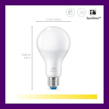 WiZ 100W Eq. (14.5W) A21 Soft White LED Smart Bulb - Pack of 1 - E26- Indoor - Connects to Your Existing Wi-Fi - Control with Voice or App + Activate with Motion - Matter Compatible - Image 2