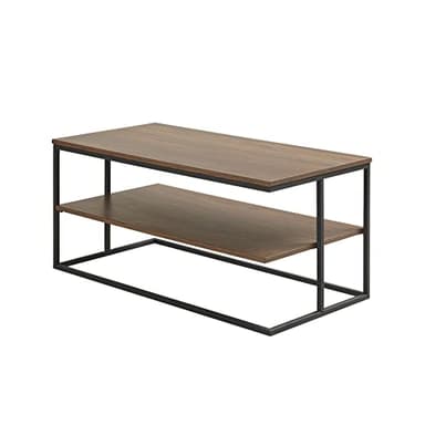 510 DESIGN Monarch Coffee Table with Storage Shelf - Modern 2 Tier Wooden Top and Metal Frame, Living Room Furniture, Easy Assembly, 21" W x 42" L x 19" H, Dark Coffee/Black - Image 1