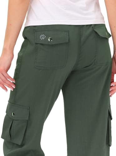 MoFiz Womens Capris with Pockets Loose Fit Casual Capri Pants Dressy Lightweight Ladies Baggy Cargo Pants for Hiking Army Green 4XL - Image 4