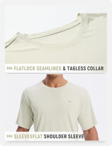 baleaf Men's UPF 50+ Sun Protection Shirts UV SPF Short Sleeve T-Shirts Rash Guard Quick Dry Lightweight Hiking Athletic Light Brown L - Image 4