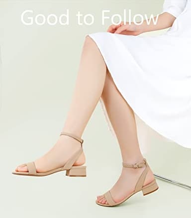 Ankis Nude White Black Women Sandals Gold Silver Comfortable Strappy Open Toe Sandals for Women Dressy Summer 1 Inch Low Block Clear Pink Taupe Heel Flat Adjustable Ankle Strap Wide Available Shoes - Image 5