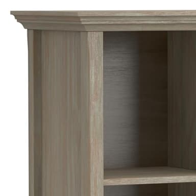 SIMPLIHOME Amherst Console Table - 57 Inch Wide Solid Wood 8-Cube Storage Sofa Table in Distressed Grey, Transitional Cube Bookcase for Entryway or Living Room with Molded Top and Tapered Legs - Image 6
