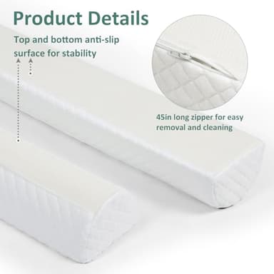 Shinnwa Bed Bumpers for Toddlers (2-Pack) Memory Foam Rail & Adults, Safety Guard Queen, King, Full Bed, Sleep Long Pillow Pads with Non-Slip Bottom Machine Washable Cover - Image 5