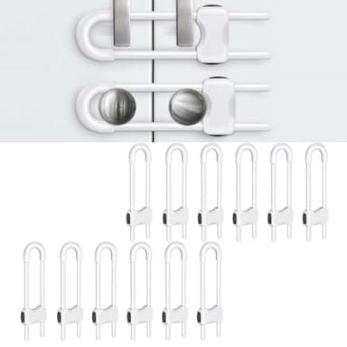 Baby Proofing Cabinets,Cabinet Locks for Babies,12 Pack U-Shaped Child Locks for Cabinets, Child Proof Cabinet Latches,Child Safety Cabinet Locks with Adjustable by SPISPI (White) - Image 1