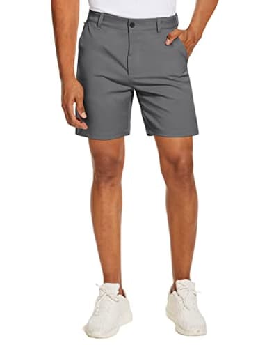 PULI Mens Golf Dress Shorts 7 Inch Inseam Business Casual Stretch Work Hiking Quick Dry Lightweight with Pockets Grey 32 - Image 2