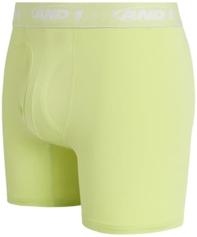 AND1 Mens Boxer Briefs - 5 Pack Stretch Performance Mens Underwear Boxers with Functional Fly Pouch, 6" Inseam (S-3XL), Size XX-Large, Black/Dark Grey/Blue/Shadow Lime - Image 5