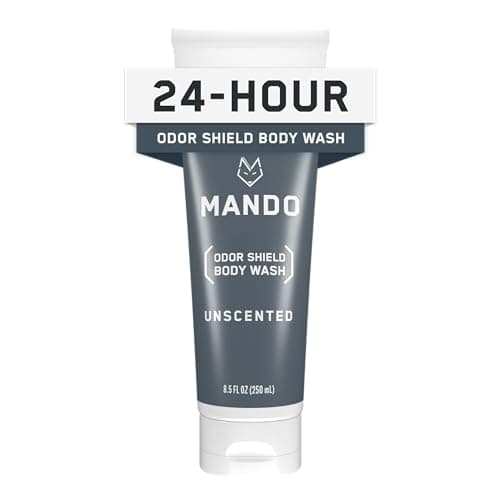 Mando Odor Shield Body Wash - 24 Hour Control - Removes Odor Better than Soap - SLS Free and Paraben Free, Skin Safe - 8.5 Ounce (Unscented) - Image 1
