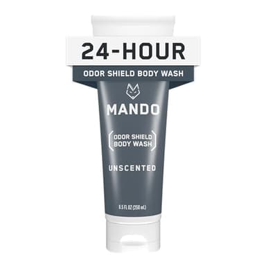 Mando Odor Shield Body Wash - 24 Hour Control - Removes Odor Better than Soap - SLS Free and Paraben Free, Skin Safe - 8.5 Ounce (Unscented) - Image 1