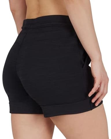 90 Degree By Reflex Womens Soft Sweat Shorts High Waisted Drawstring Lounge Shorts with Pockets - Heather Black - XL - Image 4