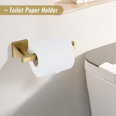 YACVCL Towel Bar Set, 5-Piece Brushed Gold Bathroom Hardware Set, Gold Bathroom Accessories Set, SUS304 Stainless Steel 23.6 Inch Towel Holder Towel Racks Set Wall Mounted - Image 5