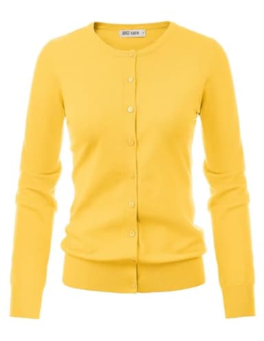 GRACE KARIN Yellow Cardigan Sweaters for Women Lightweight Button Down Long Sleeve Summer Fall Cardigans Jackets XL - Image 4