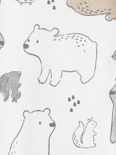 Simple Joys by Carter's Baby Neutral 2-Pack Cotton Footed Sleep and Play, Aqua Blue Forest Animals/White Bear, 6-9 Months - Image 3