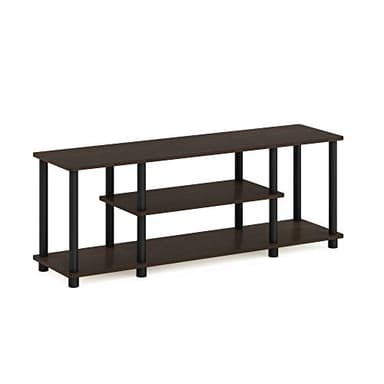 Furinno Turn-N-Tube No Tools 3D 3-Tier Entertainment TV Stand up to 50 inch TV, Round Tubes, Dark Brown / Black - Image 4