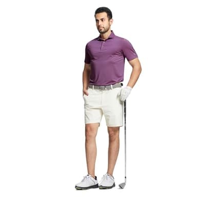 MAELREG Men’s Polo Shirts Short Sleeve Quick Dry Performance Lightweight Pinstriped Collared Polo Shirt for Men - Image 2