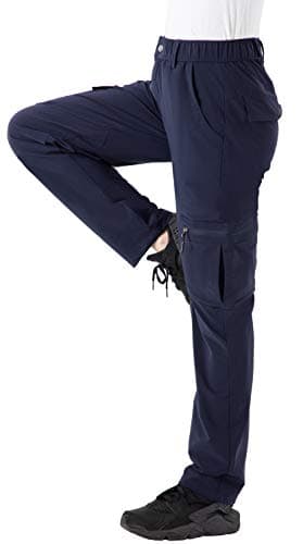 Rdruko Women's Hiking Pants Water Resistant Lightweight Quick Dry Travel Work Cargo Pants with 5 Zipper Pockets Navy Medium - Image 2