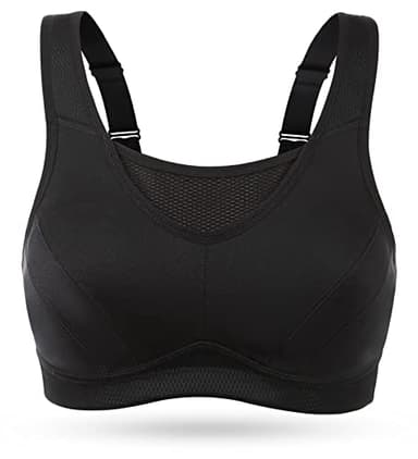 Wingslove Women's Full Coverage High Impact Wirefree Workout Non Padded Sports Bra Bounce Control (Black,36DDD) - Image 2