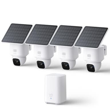 eufy Security SoloCam E30, 4-Cam Pack Kit, Security Cameras Wireless Outdoor, Solar Camera Outdoor Wireless, 360° Pan, AI Tracking, 2K Clarity, No Monthly Fee - Image 1