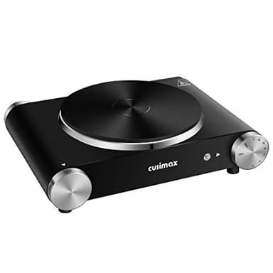 CUSIMAX Electric Hot Plate for Cooking Portable Single Burner 1500W Cast Iron hot plates Heat-up in Seconds Adjustable Temperature Control Stainless Steel Non-Slip Rubber Feet Upgraded Version B101 - Image 1