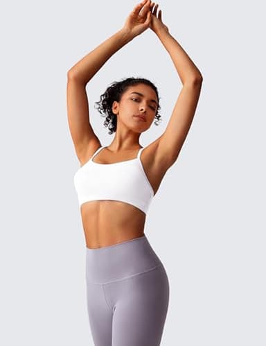 BAYDI Clouduxi Y Back Sports Bras for Women-Padded Racerback Low Impact Spaghetti Thin Strap Workout Yoga Crop Tops White - Image 4