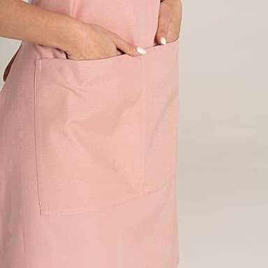 TOSHE Kitchen Apron Waterdrop Resistant Cotton Apron with adjustable Aprons for Women with Pockets 10 Color option Cooking Powder Pink Apron (Powder Pink) - Image 8