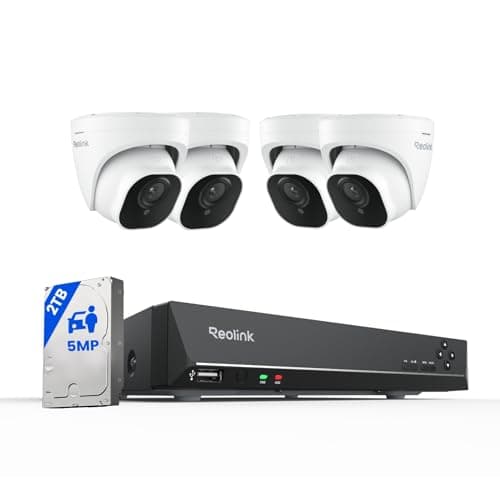 REOLINK Smart 5MP 8CH Home Security Camera System, 4pcs Wired PoE IP Cameras Outdoor with Person/Pet/Vehicle Detection, 4K 8CH NVR with 2TB HDD for 24-7 Recording, RLK8-520D4-5MP - Image 1