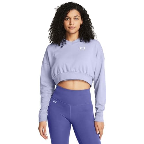 Under Armour Women's Rival Terry Oversized Cropped Crew Neck Sweatshirt, (539) Celeste / / White, Medium - Image 1