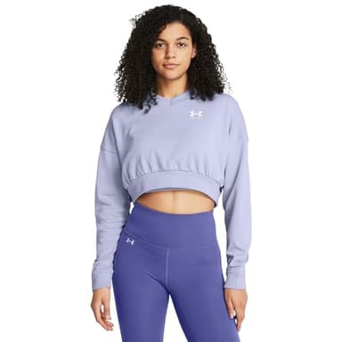 Under Armour Women's Rival Terry Oversized Cropped Crew Neck Sweatshirt, (539) Celeste / / White, Medium - Image 1