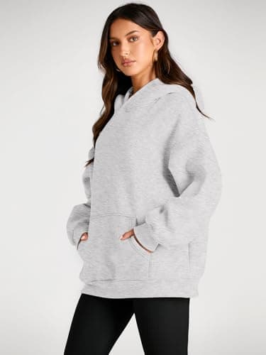 Trendy Queen Womens Oversized Hoodies Fleece Sweatshirts Fall Fashion Pullover Sweaters Winter Clothes 2025 Grey S - Image 3
