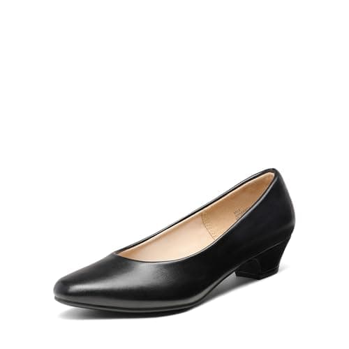 DREAM PAIRS Women's Mila Low Chunky Heel Pump Shoes,Size 8,Black/Pu,Mila - Image 1