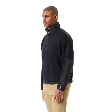 BASS OUTDOOR Men's Convertible Hoodie Pullover Sweater with 1/4 Front, Elbow Patches and Side Zip Pockets Standard, Black Beauty - Image 3