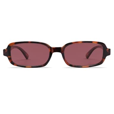 VANLINKER Retro Rectangle Polarized Sunglasses for Women Men Small 90s Style Vintage Trendy Narrow Rectangular Frame VL9813, Tortoise/Red - Image 3