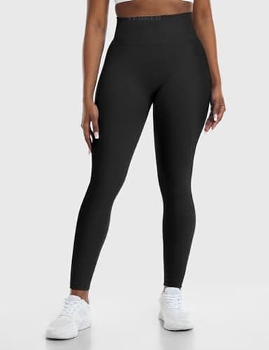 YEOREO Amplify Leggings for Women Seamless Scrunch Leggings Butt Lifting Gym High Waisted Athletic Leggings Black Marl - Image 4