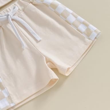 Karwuiio Toddler Baby Boy Summer Outfit Short Sleeve T-Shirt Tops Elastic Waist Shorts Set Baby Boys Clothes(Khaki,2-3 Years) - Image 6
