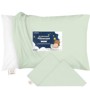 KeaBabies Toddler Pillowcase 13"x18" - Organic Cotton Toddler Pillowcase for Kids, Boys, Girls, Soft & Durable Cotton Cover for Miniature Sleepy Pillows, Cute Colors, Pillow Sold Separately (Sage) - Image 1